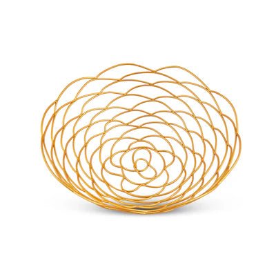 Curled Petal Golden Fruit Serving Tray - Nestern