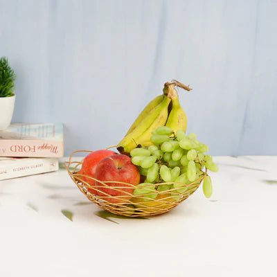 Curled Petal Golden Fruit Serving Tray - Nestern