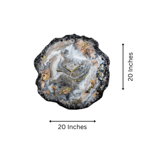 Custom Geode-Inspired Wall Clock with Roman Numerals and Crystal Edge Decor - Nestern