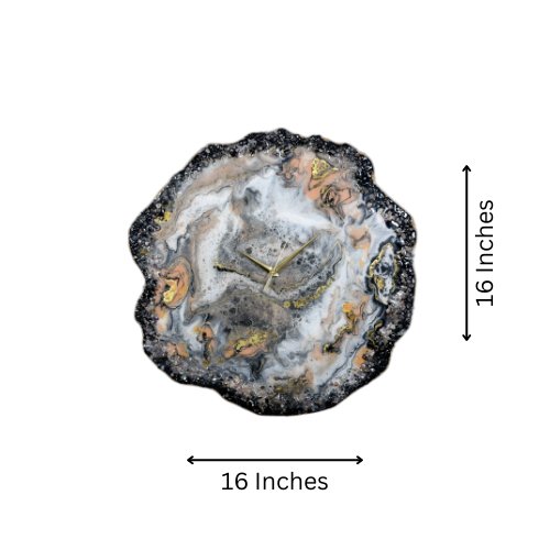 Custom Geode-Inspired Wall Clock with Roman Numerals and Crystal Edge Decor - Nestern