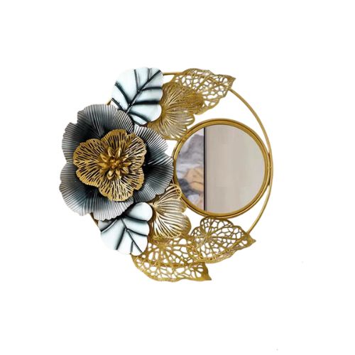 Decorative Metal Wall Mirror Exquisite Floral Bouque Designer