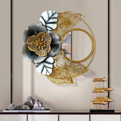 Decorative Metal Wall Mirror Exquisite Floral Bouque Designer