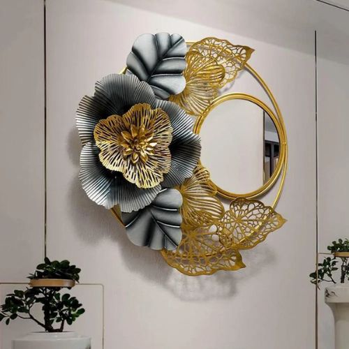 Decorative Metal Wall Mirror Exquisite Floral Bouque Designer
