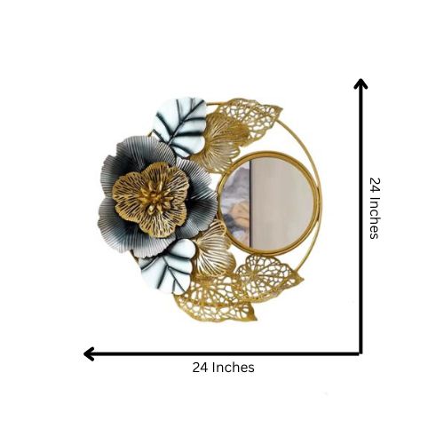 Decorative Metal Wall Mirror Exquisite Floral Bouque Designer