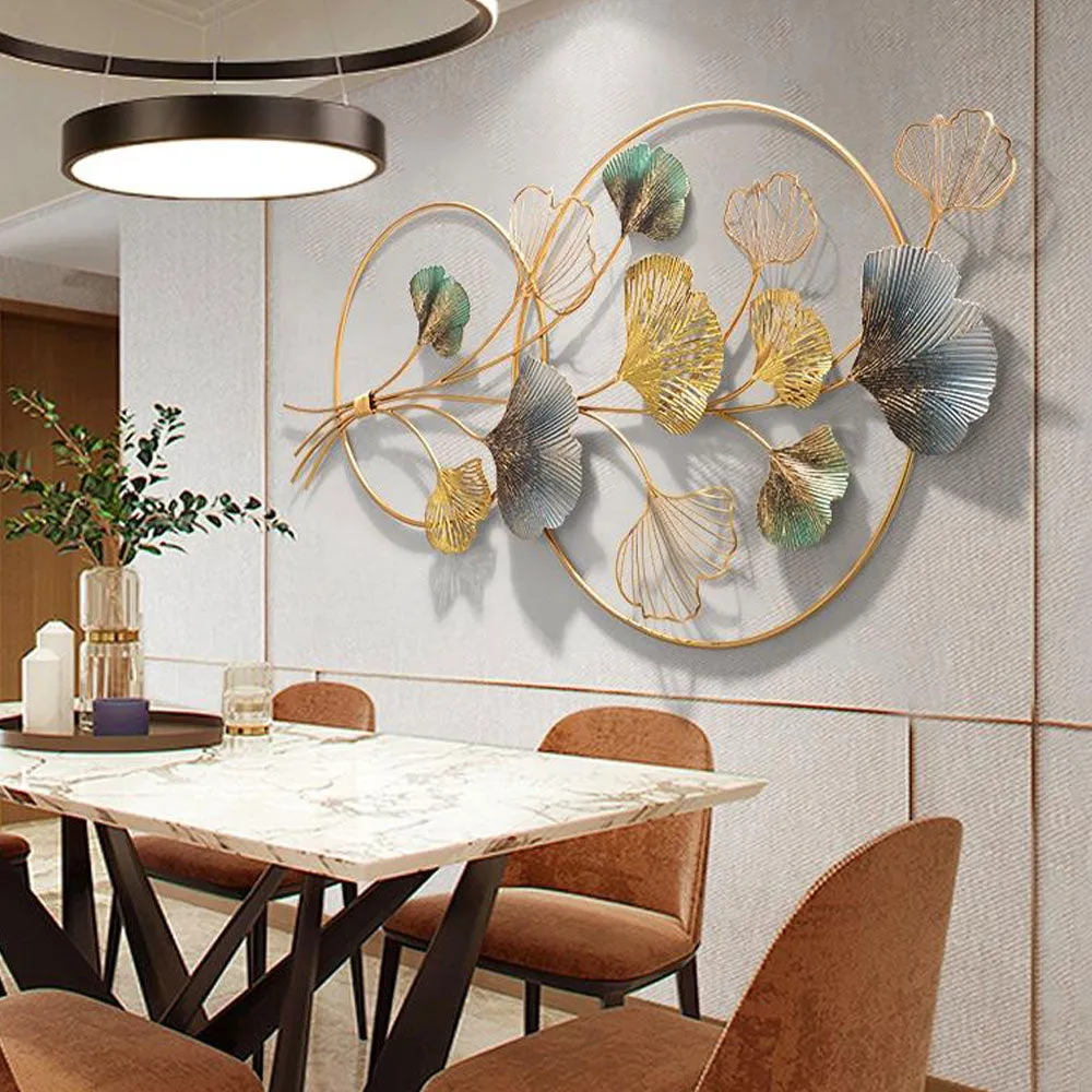 Luxury Metal Ginkgo Leaf Wall Art – Handcrafted 3D Décor
