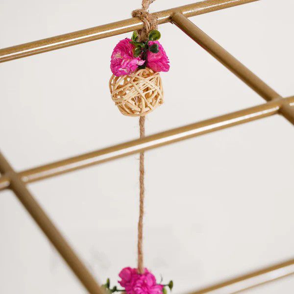 Elegant Floral Gold Pooja Metal Stand for Home Decor