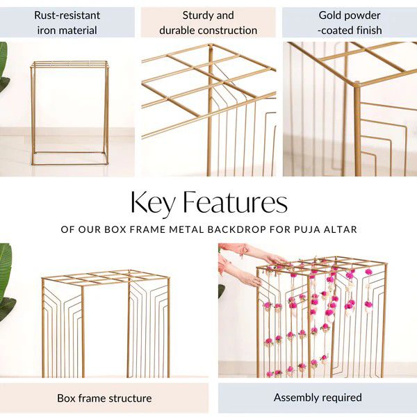 Elegant Floral Gold Pooja Metal Stand for Home Decor