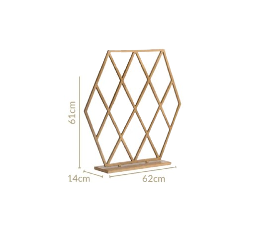 Geometric Diamond Frame Gold Pooja Metal Stand for Decor