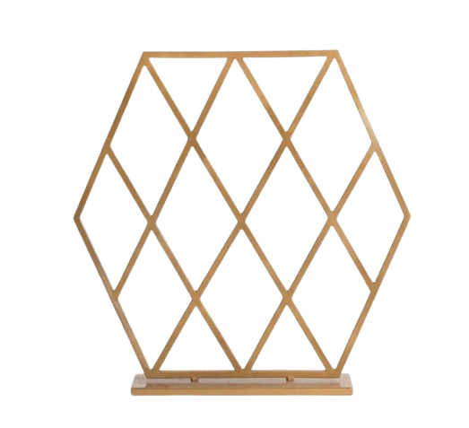 Geometric Diamond Frame Gold Pooja Metal Stand for Decor