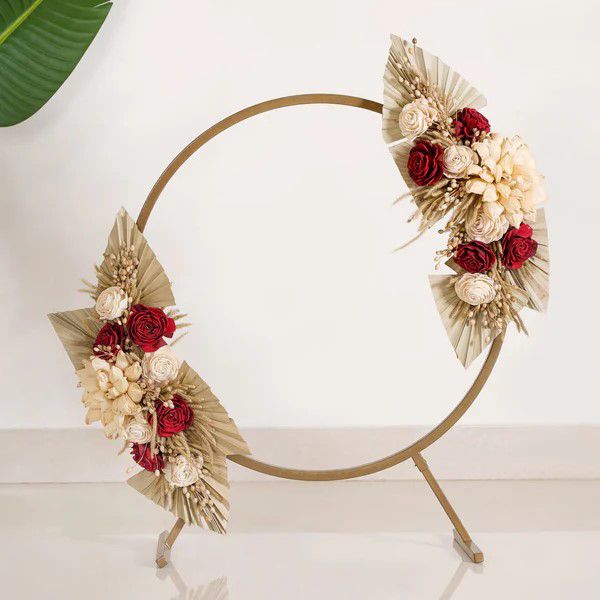 Modern Golden Circular Metal Stand for Home & Event Decor