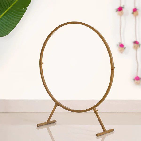 Modern Golden Circular Metal Stand for Home & Event Decor