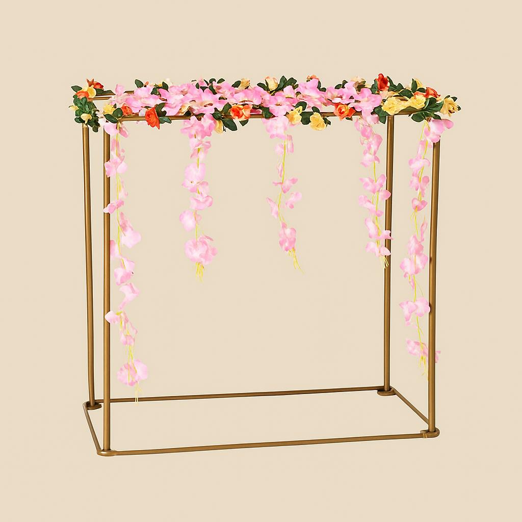 Elegant Golden Metal Frame Stand for Idols & Decor
