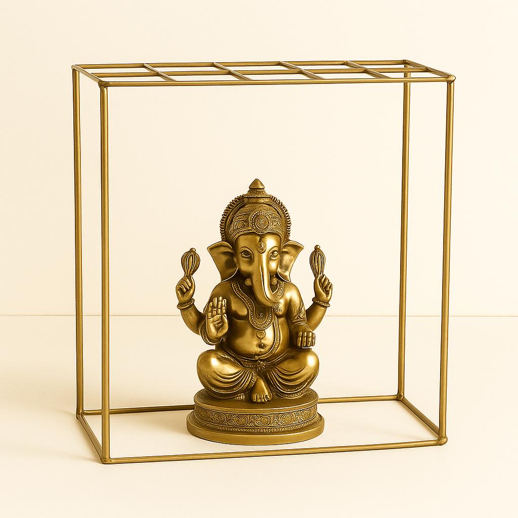 Elegant Golden Metal Frame Stand for Idols & Decor