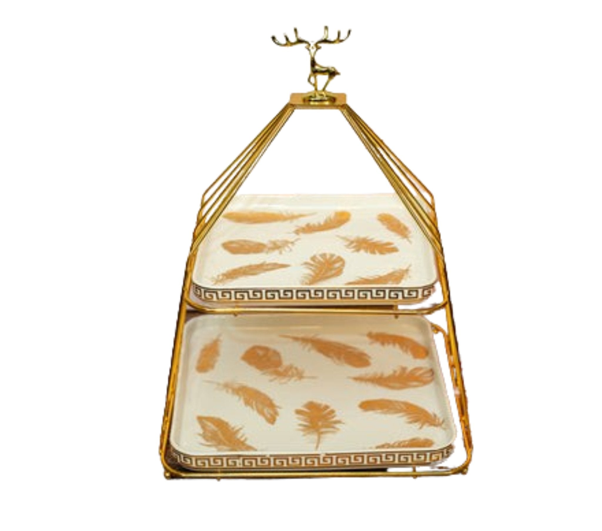 Double Storey Versatile White Ceramic Tray - Nestern