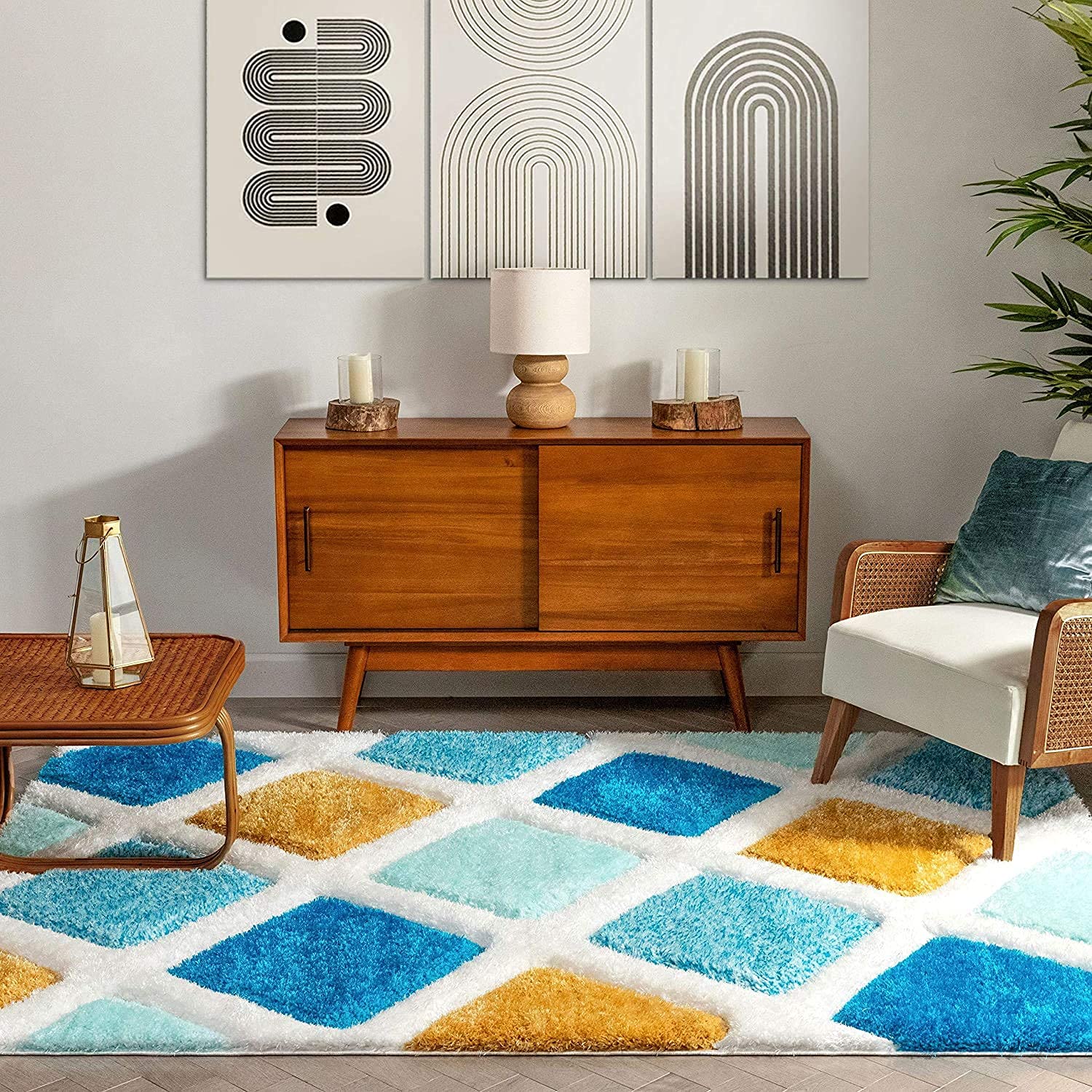 Dynamic Vibrant Harmony Geometric Rug - Nestern