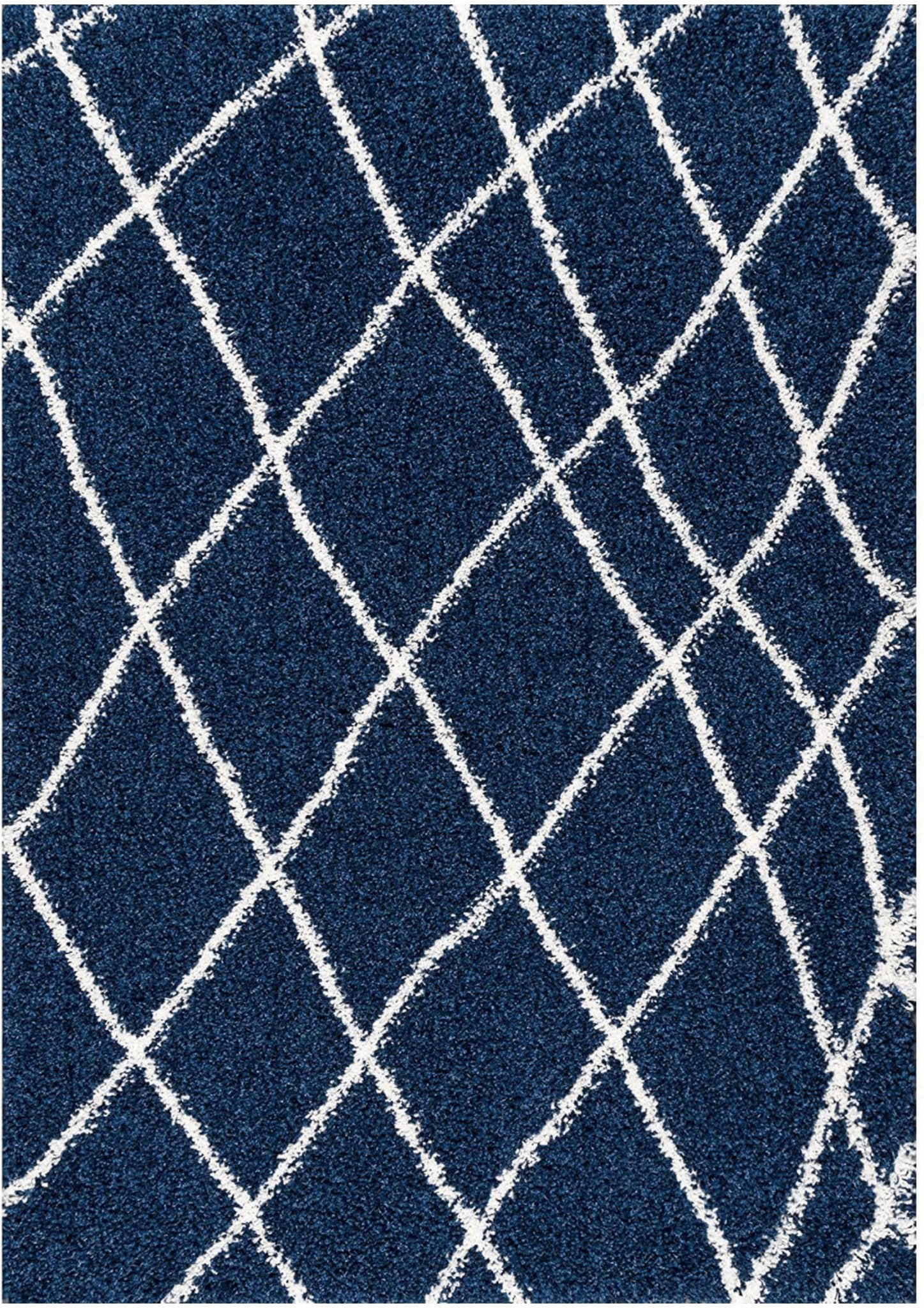 Elegant Blue Geometric Area Rug - Nestern