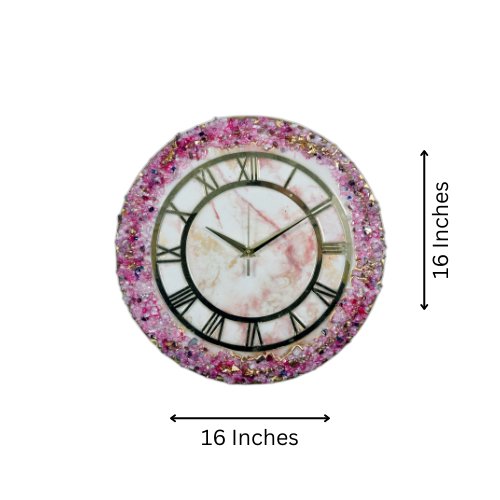 Elegant Pink Crystal Resin Wall Clock – Stunning Home Décor Accent - Nestern