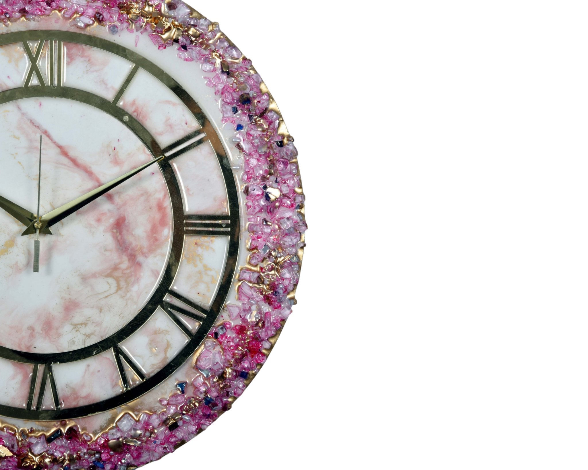 Elegant Pink Crystal Resin Wall Clock – Stunning Home Décor Accent - Nestern