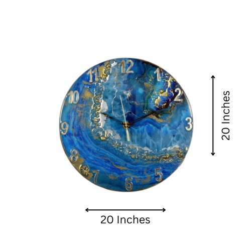Exquisite Blue-Green & Brown Wall Clock with Natural Stone Sculpture - Nestern
