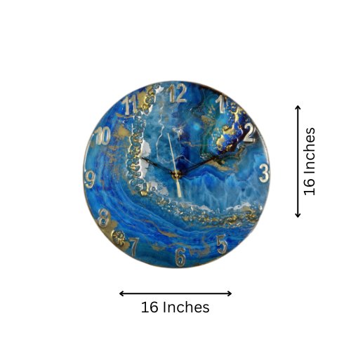 Exquisite Blue-Green & Brown Wall Clock with Natural Stone Sculpture - Nestern