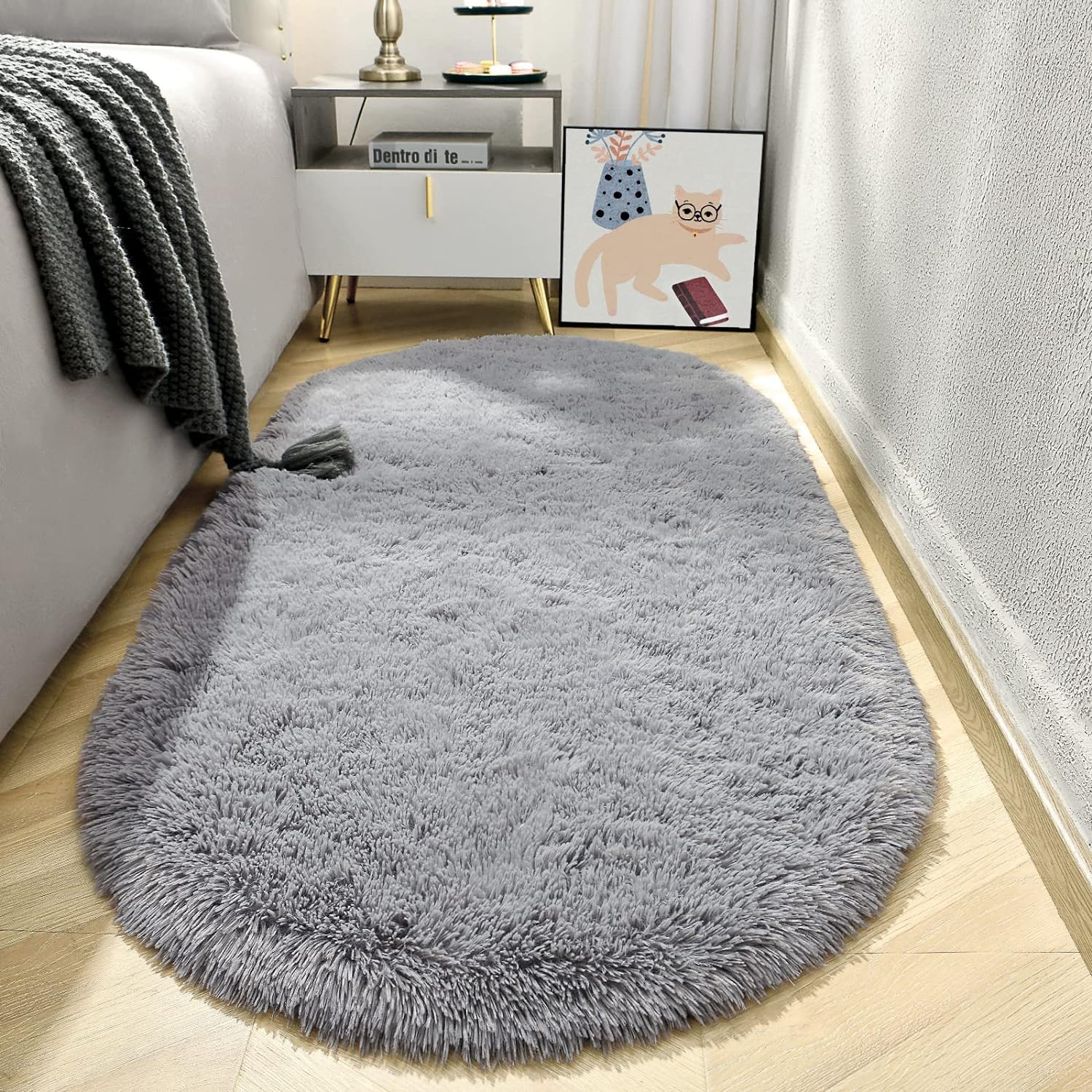 Fluffy Grey Rug - Nestern