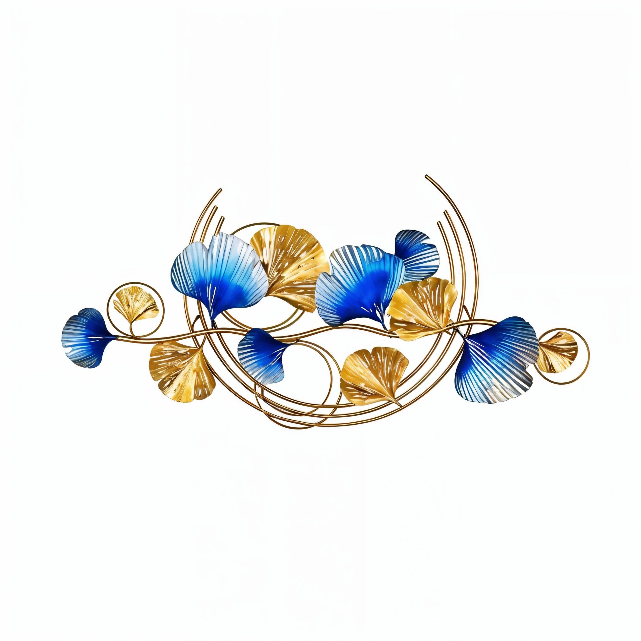 Elegant Gold & Teal Ginkgo Leaf Metal Wall Art
