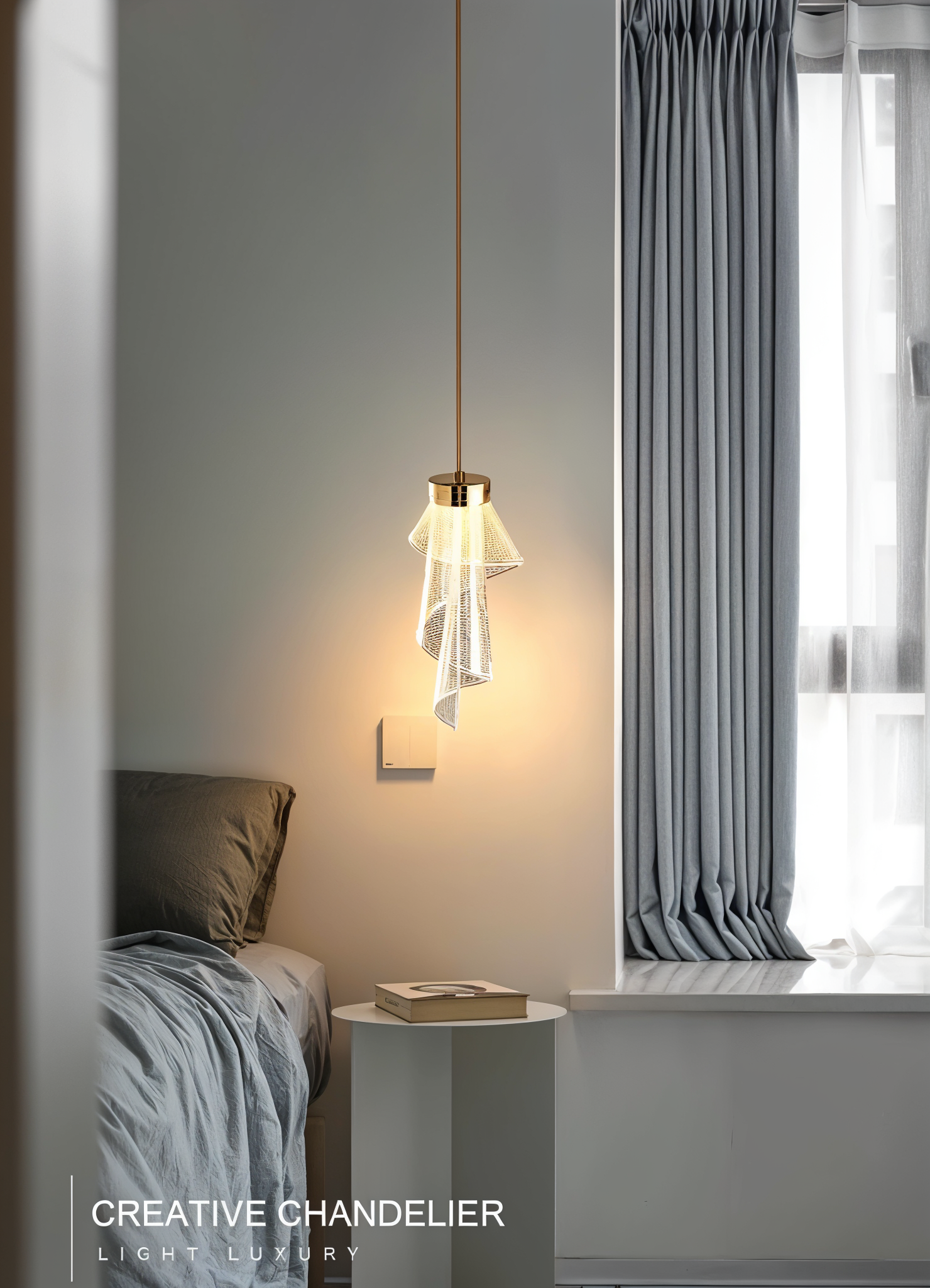 Modern Spiral Pendant Light – Elegant Decorative Lighting for Bedrooms and Living Spaces