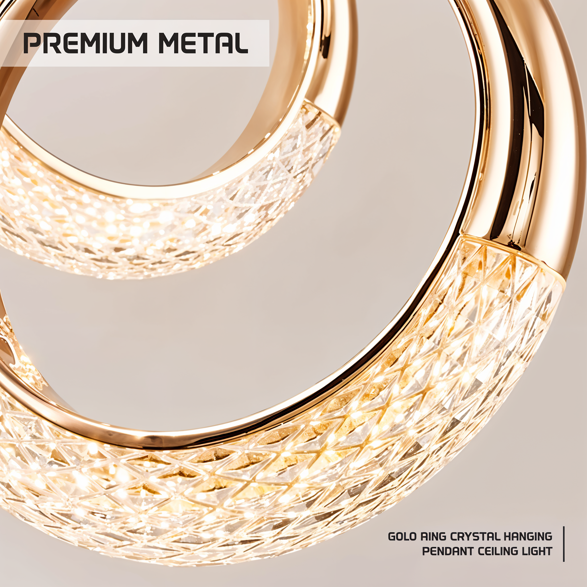 Half Moon Ring LED Pendant Light with GD Metal and Acrylic Finish-BP-1414