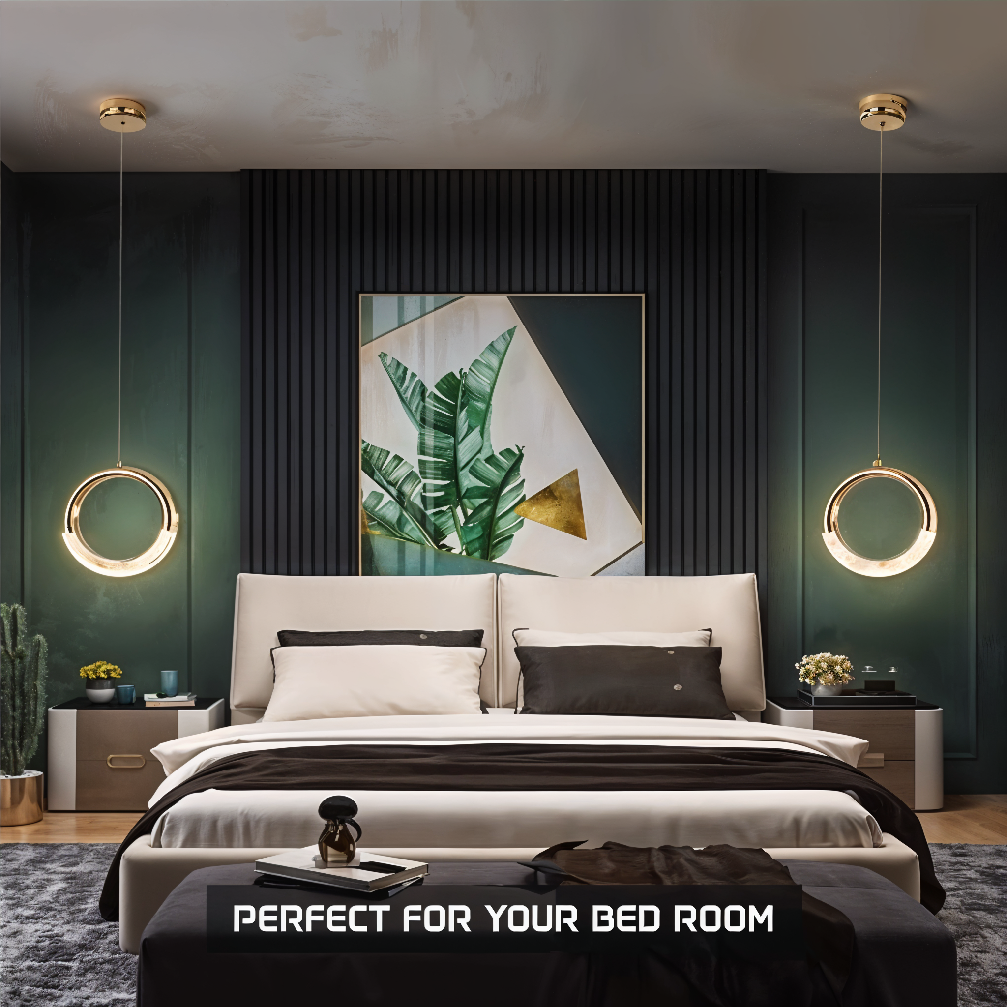 Half Moon Ring LED Pendant Light with GD Metal and Acrylic Finish-BP-1414