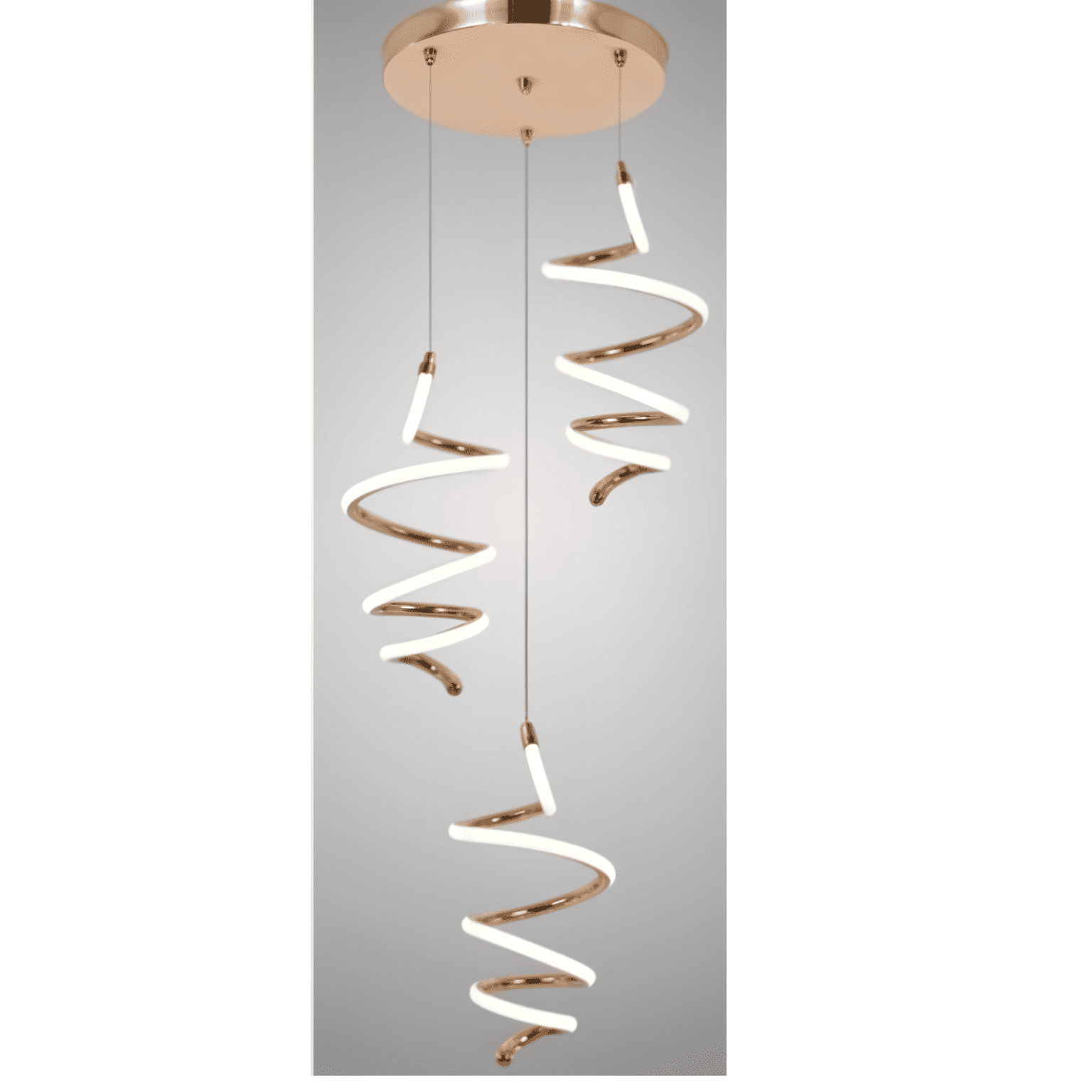 Elegant Spiral LED Pendant Light – Modern Rose Gold Chandelier