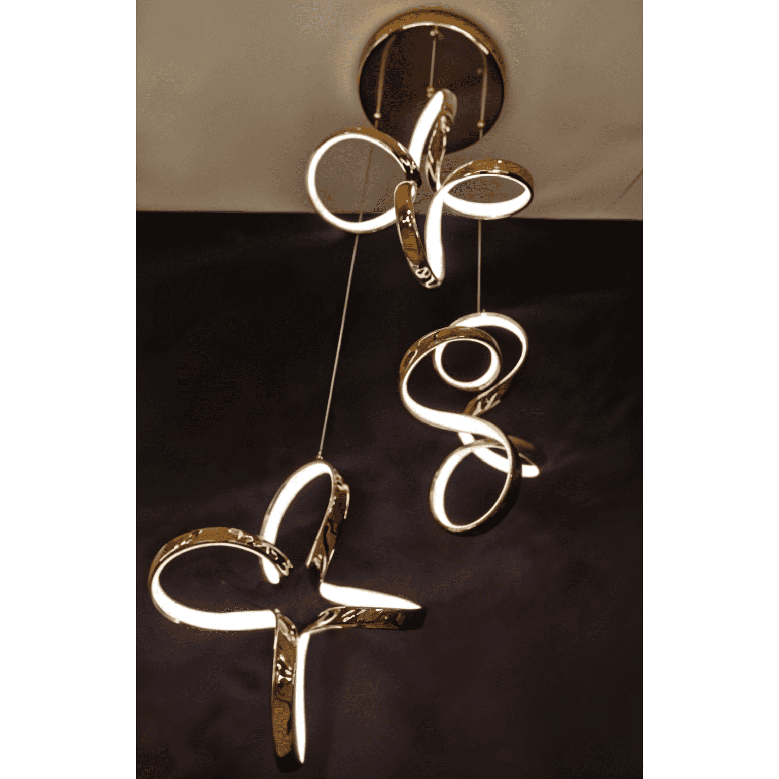 Elegant Spiral LED Pendant Light – Modern Rose Gold Chandelier