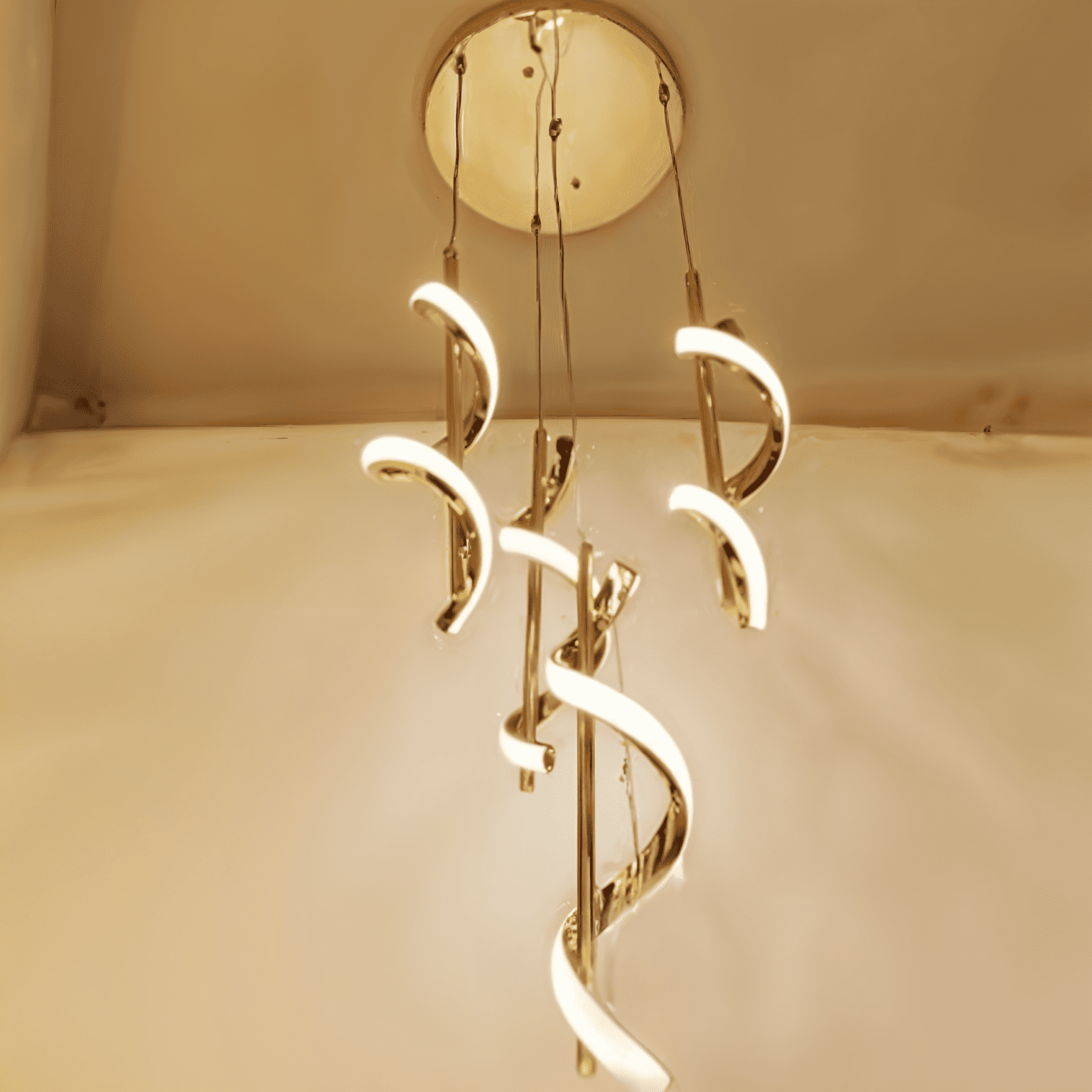 Elegant Spiral LED Pendant Light – Modern Rose Gold Chandelier