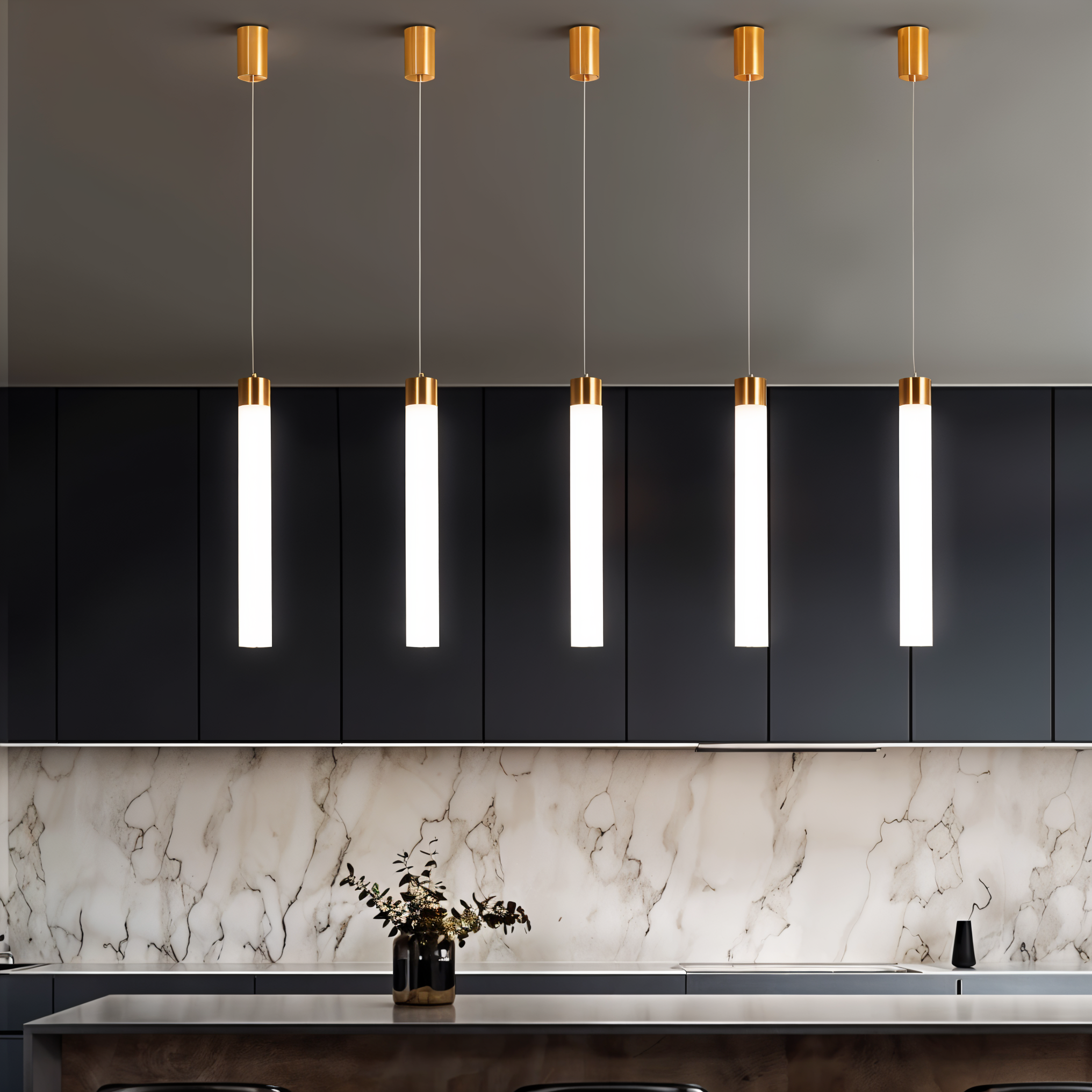 Elegant Ring-Shaped GD Metal LED Pendant Light-182-GD