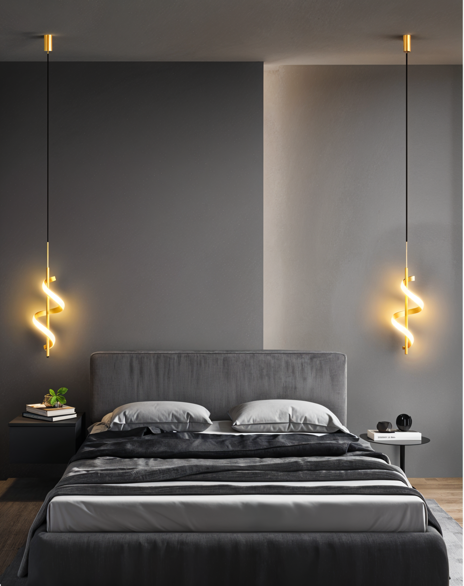 3C LED Luxurious Spiral Pendant Light with GD Metal Finish