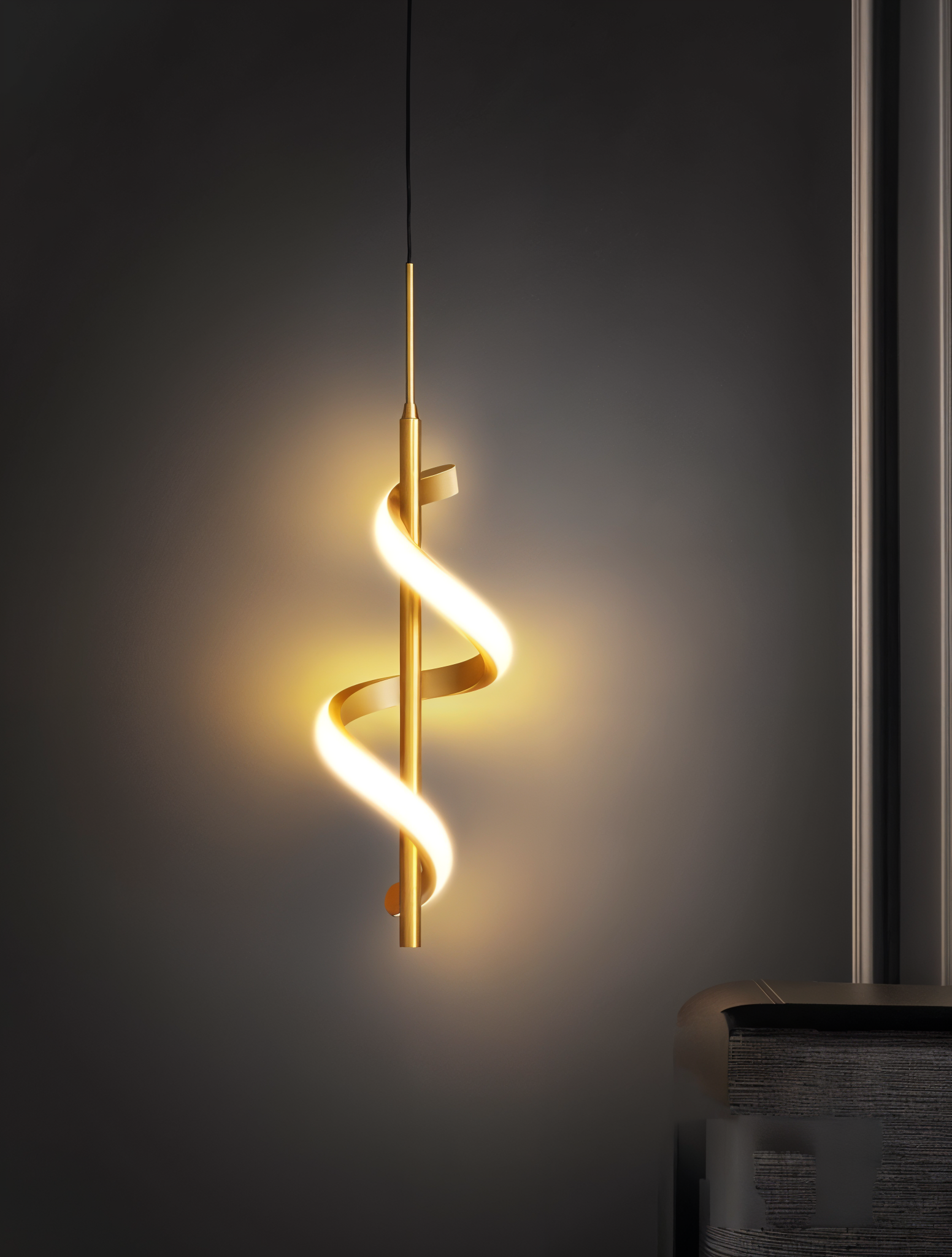 3C LED Luxurious Spiral Pendant Light with GD Metal Finish