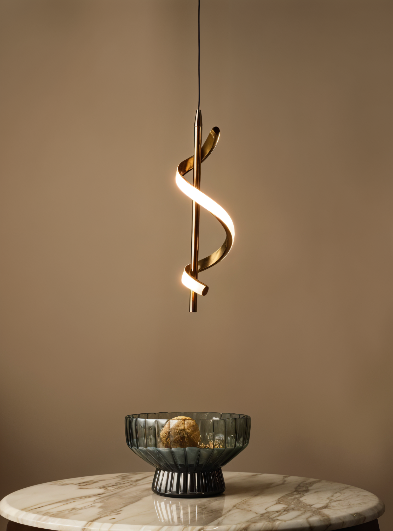 3C LED Luxurious Spiral Pendant Light with GD Metal Finish