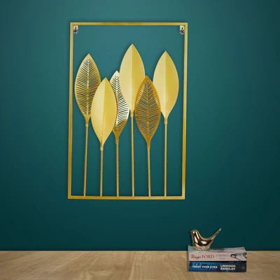 Gold Metal Leaf Wall Art - Nestern