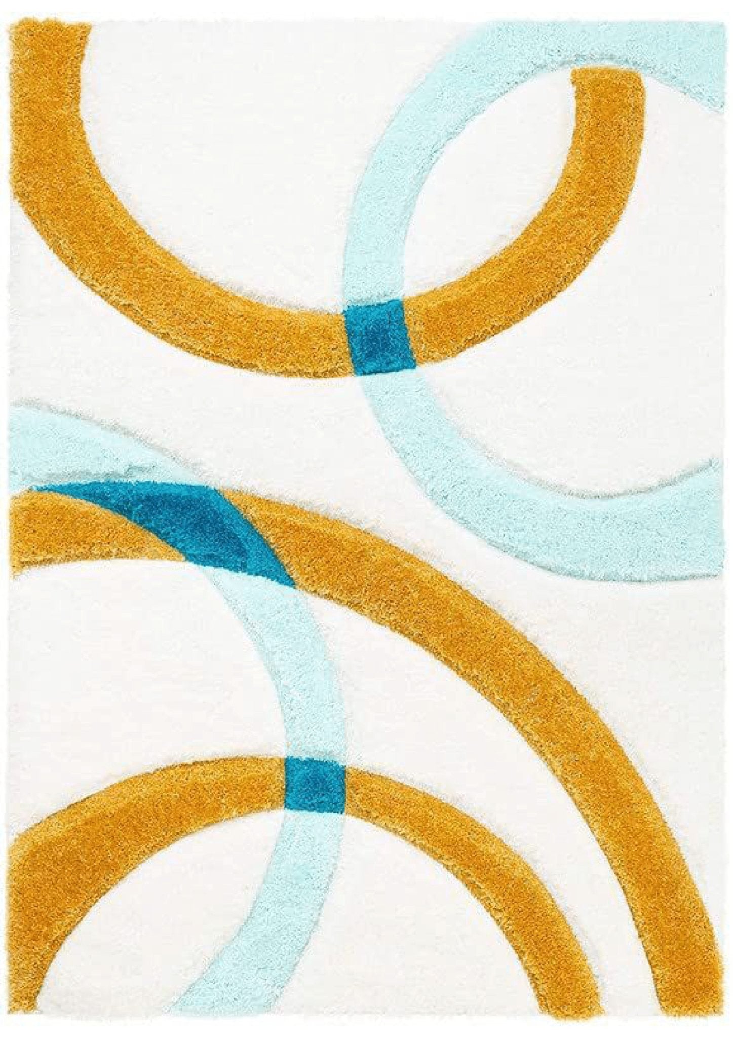 Gold-White Abstract Rug - Nestern
