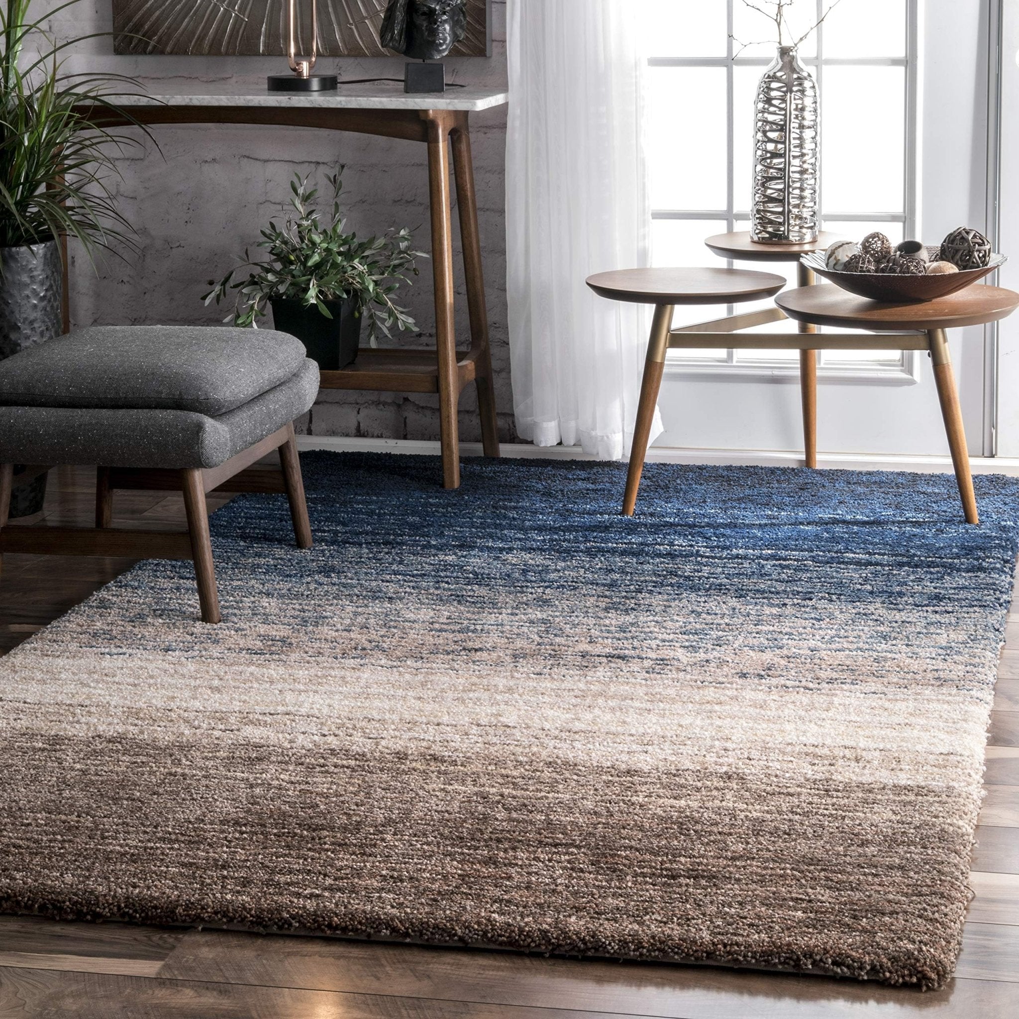Gradient Blue and Beige Area Rug - Nestern