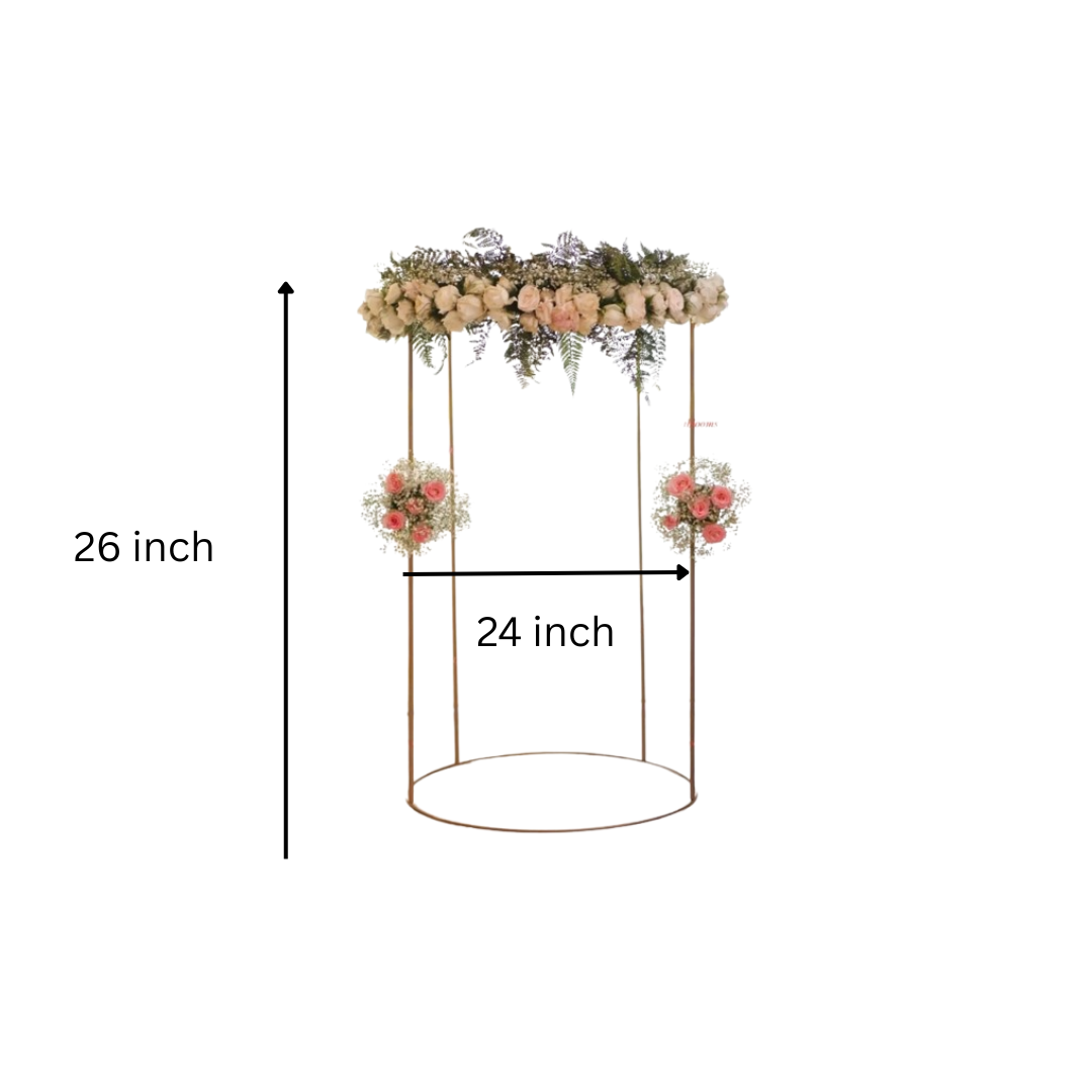 Floral Round Pooja Stand for Moorti Placement Decor