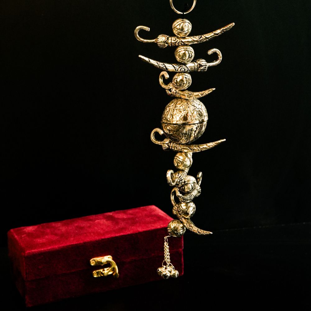 Elegant German Silver Nazar Battu with 7 Chillies and 1 Lemon Design