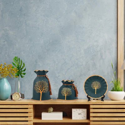 Impeccable Dark Blue Ceramic Table Decor Vase - Nestern