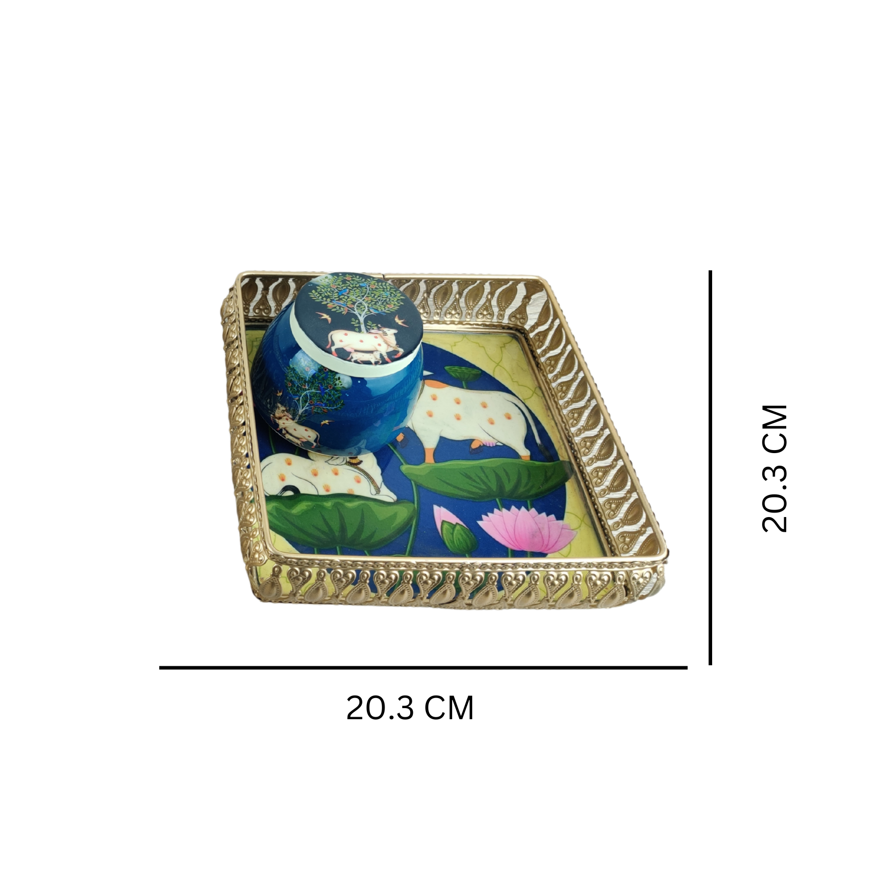 Exquisite Royal Cow-Themed Decorative Tray & Jar – A Fusion of Art & Elegance - Nestern