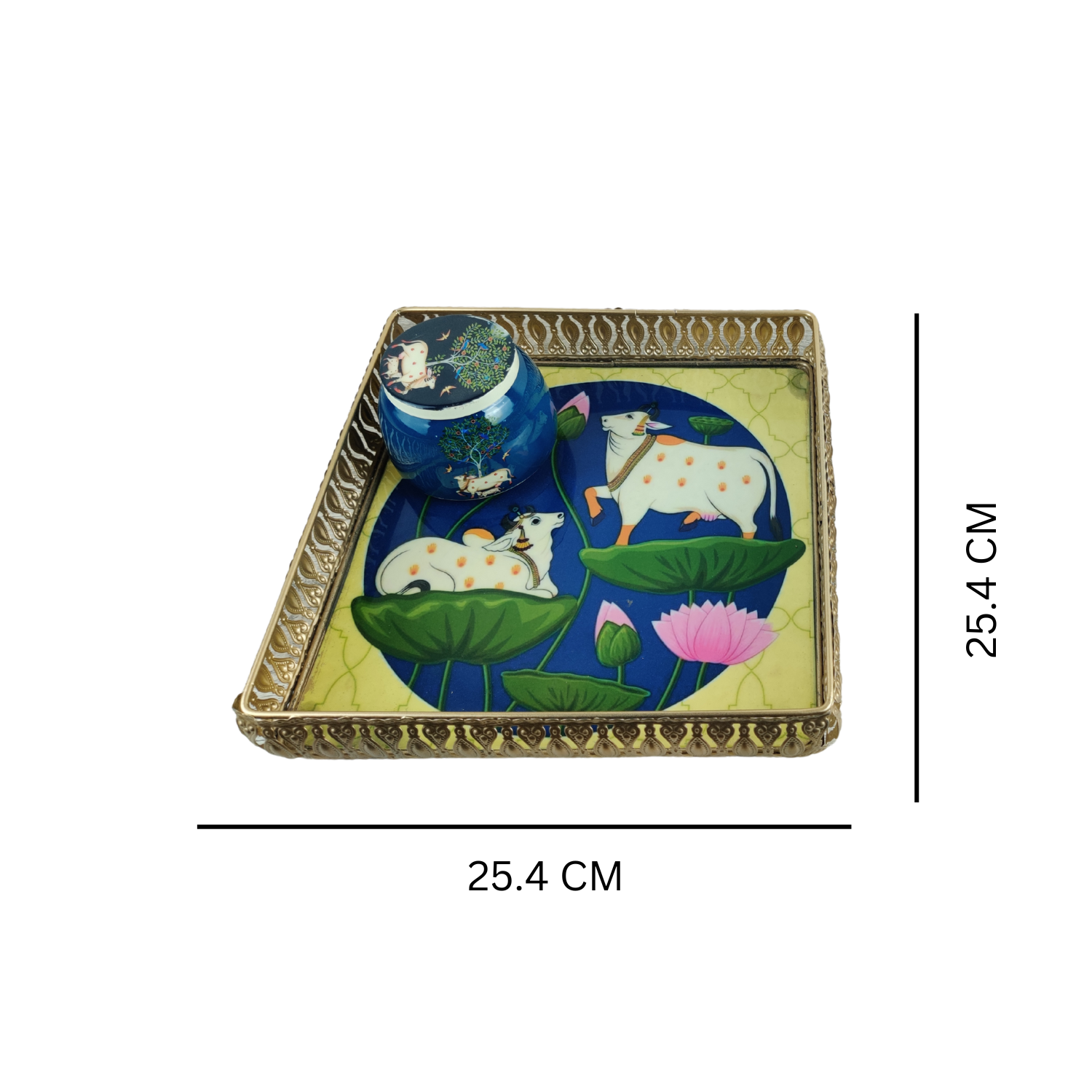 Exquisite Royal Cow-Themed Decorative Tray & Jar – A Fusion of Art & Elegance - Nestern