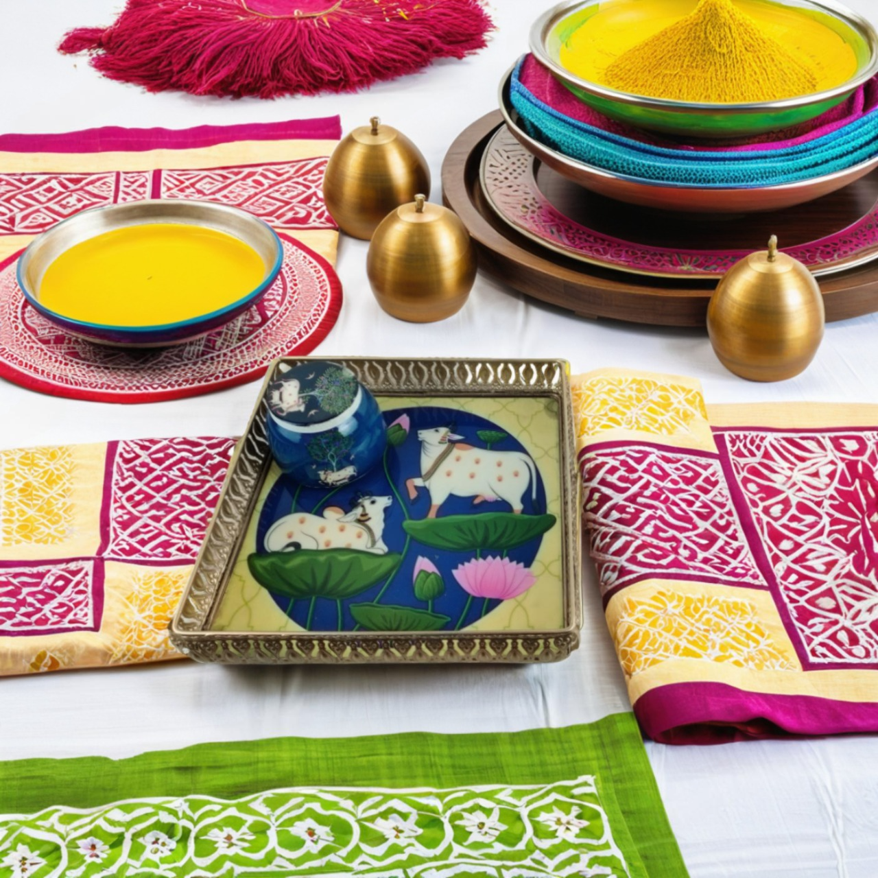 Exquisite Royal Cow-Themed Decorative Tray & Jar – A Fusion of Art & Elegance - Nestern