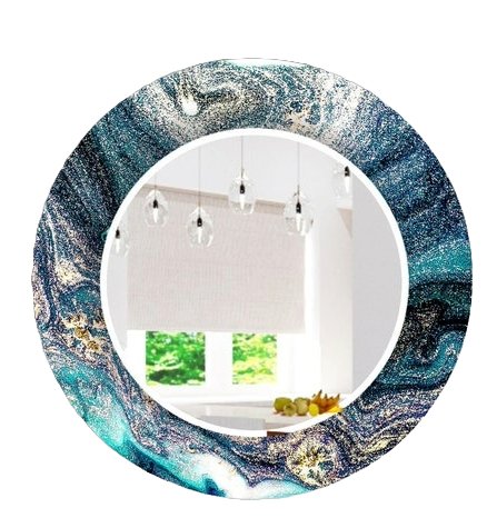 Luxe Blue Marble Epoxy Circular Mirror – Stunning Modern Elegance - Nestern