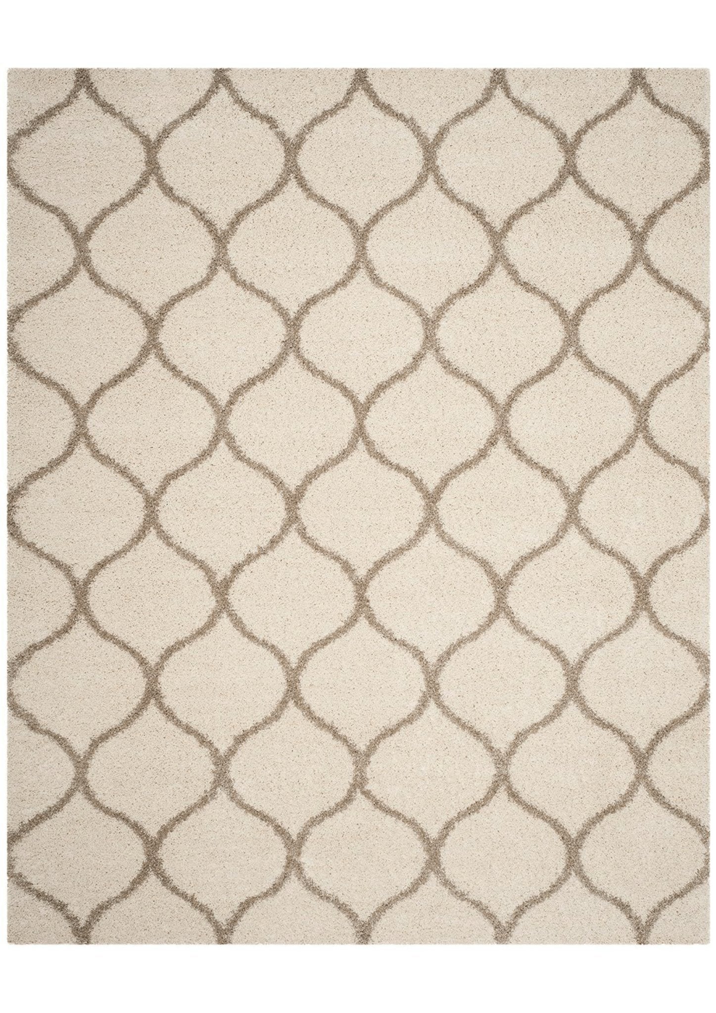 Luxe Cream Diamond-Patterned Shag Rug - Nestern