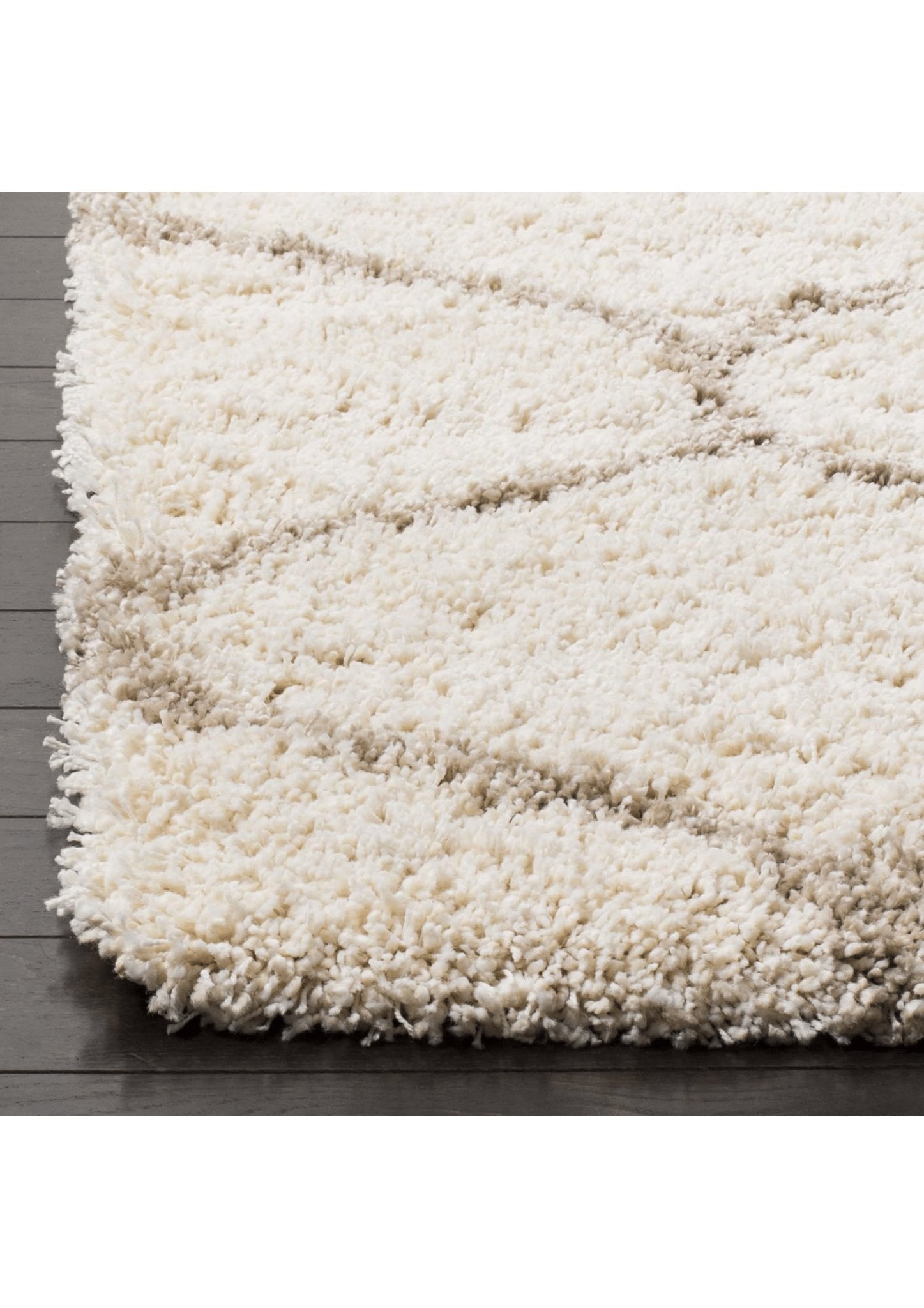 Luxe Cream Diamond-Patterned Shag Rug - Nestern