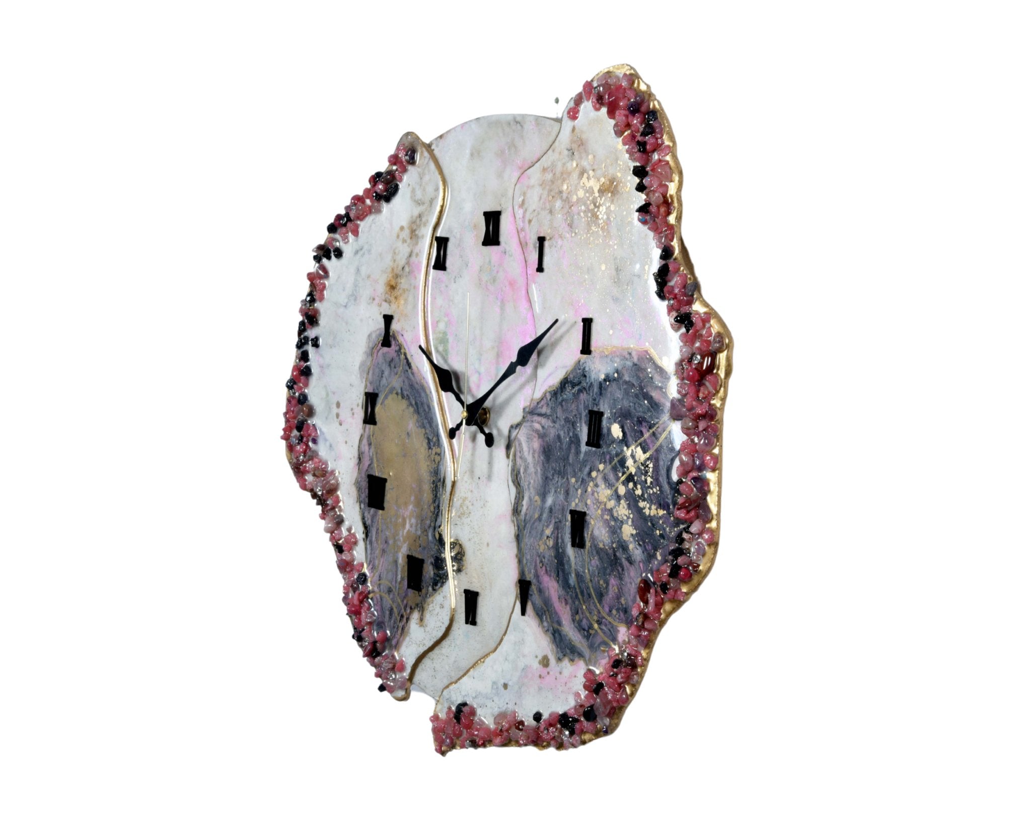Modern Blue & Pink Geode Resin Wall Clock – Sleek Aesthetic Home Decor - Nestern