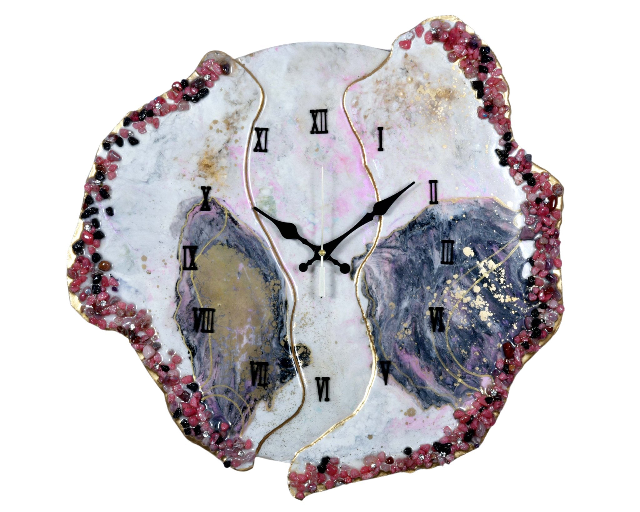 Modern Blue & Pink Geode Resin Wall Clock – Sleek Aesthetic Home Decor - Nestern